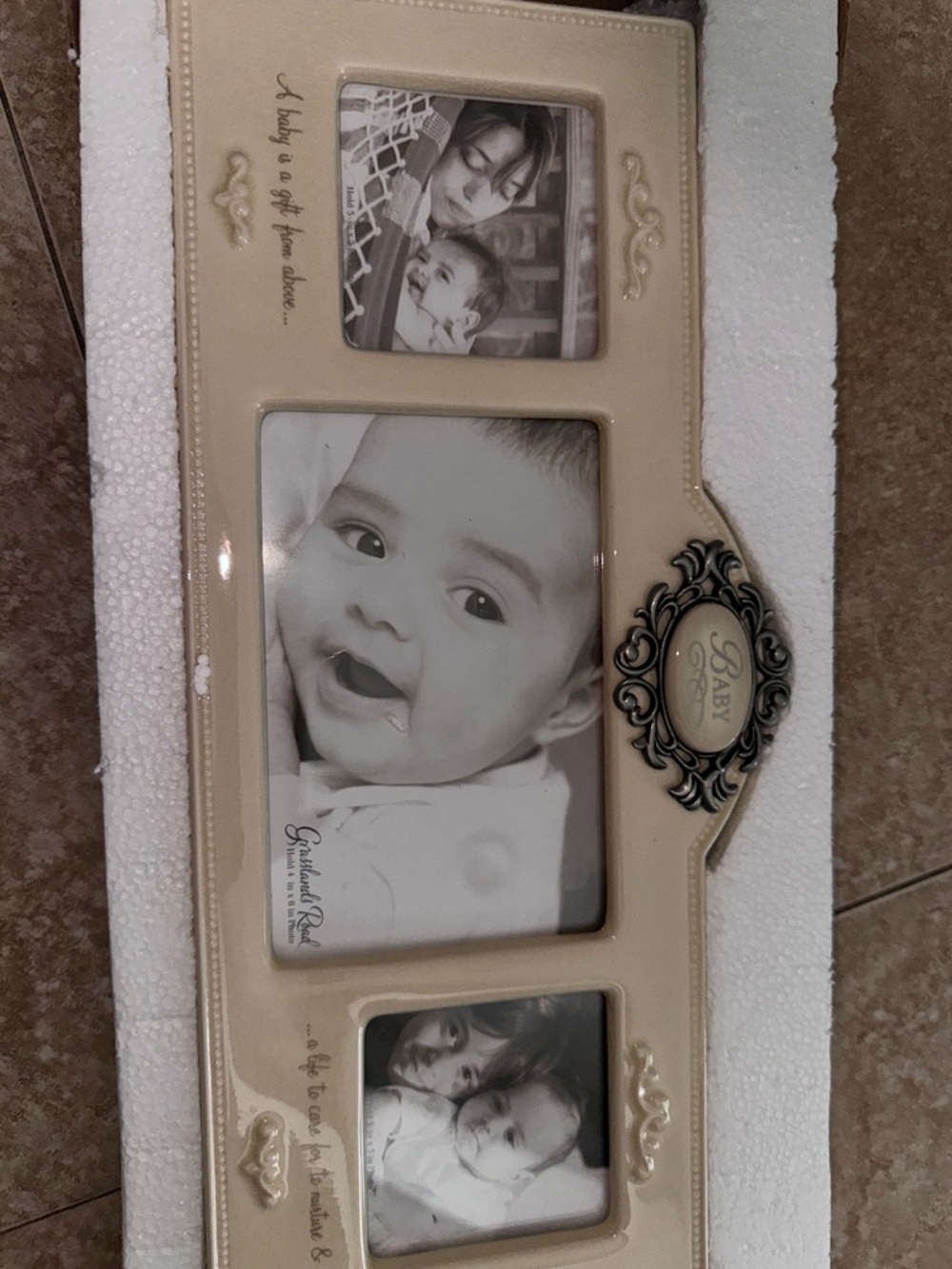 Grasslands Road Cream Baby Triple Photo Frame